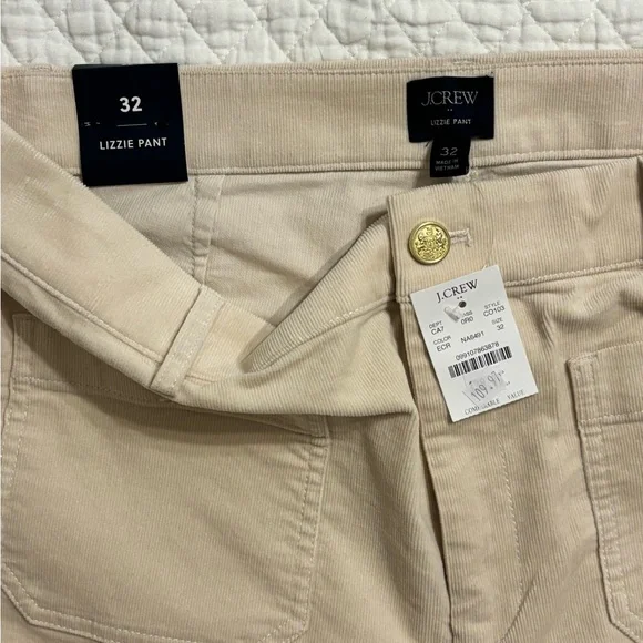 J. Crew Beige Corduroy Pants Lizzie Wide Leg NWT - Picture 7 of 11